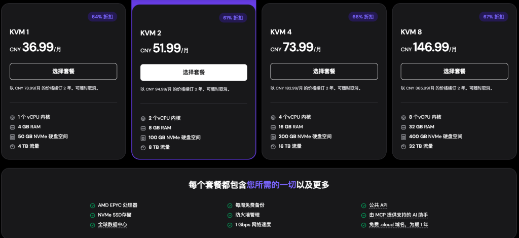 hostiner vps 价格表